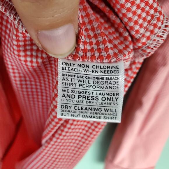 Mizzen + Main Men's Red Check Trim Fit Button Down Long Sleeve Shirt Size Large - Picture 6 of 6